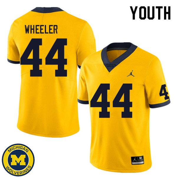 Youth Michigan Wolverines #44 Cornell Wheeler Yellow Official Game Jersey